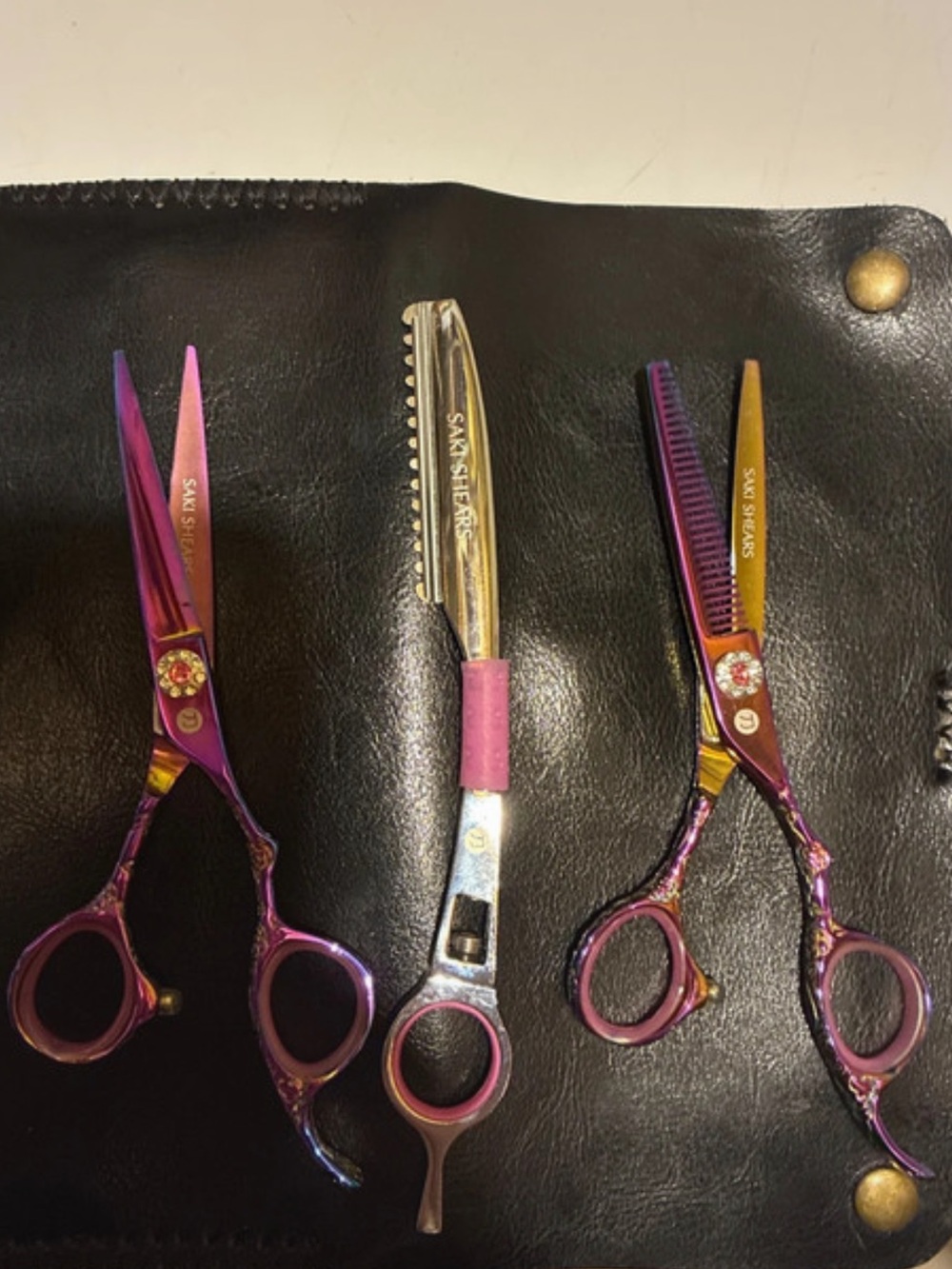 Pink Iridescent Grooming Scissors and Razor Set. Never touched one hair!